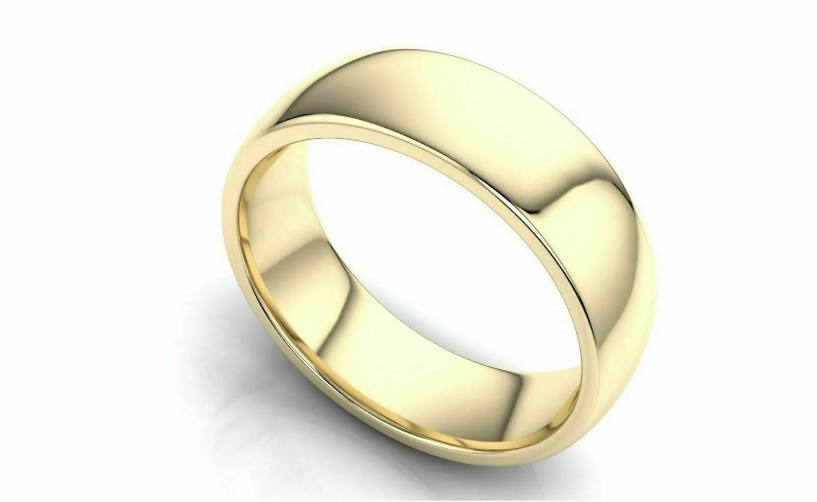 14k Solid Gold 7mm Comfort Fit Wedding Flat Band in 14k Yellow Gold All sizes 