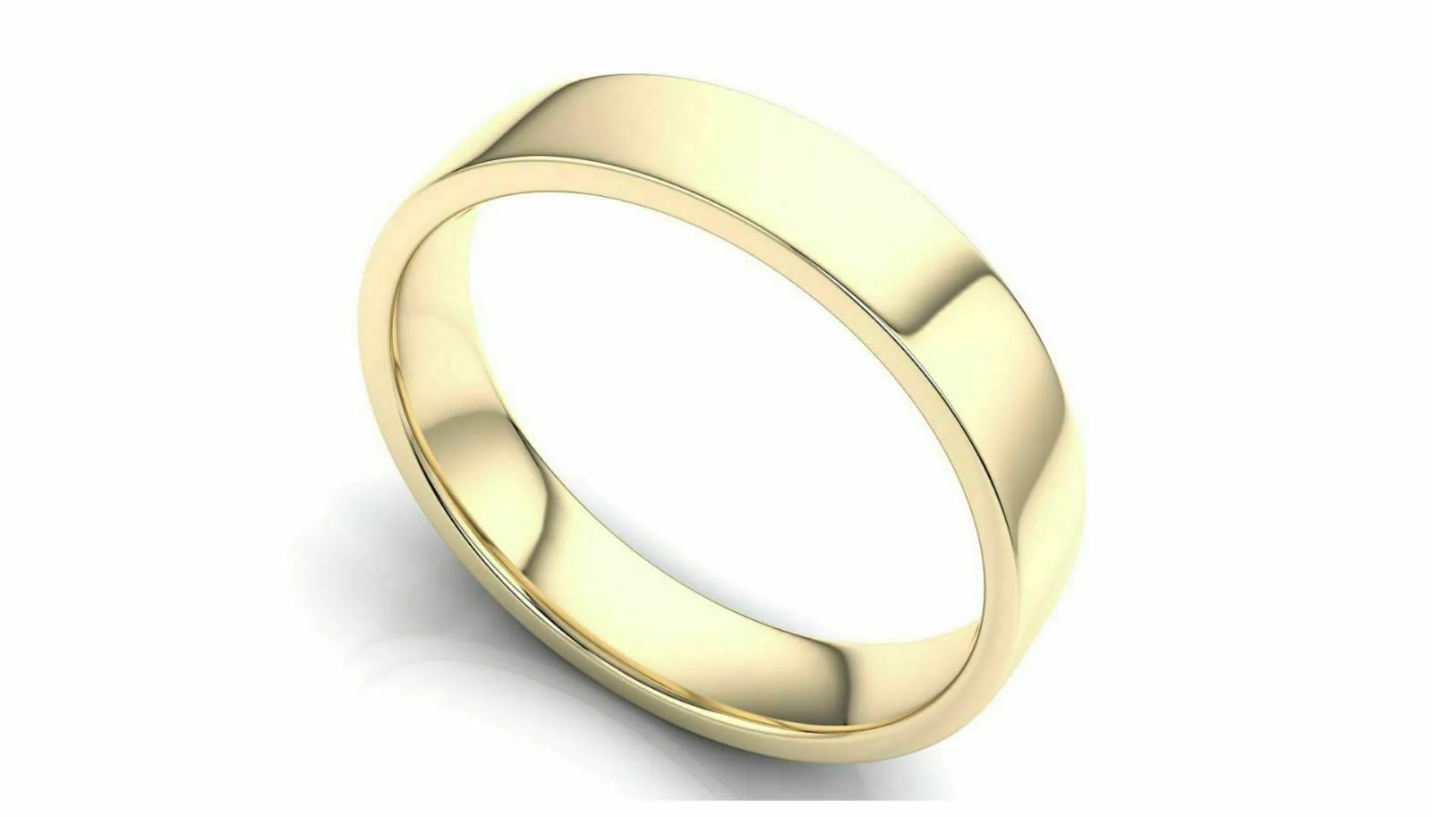 22k Solid Gold 5mm Comfort Fit Wedding Flat Band in 22k Yellow Gold All sizes 