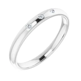 2.5mm 14k White Gold .06Ct Diamond 3 Stone Half Round Comfort Fit Band