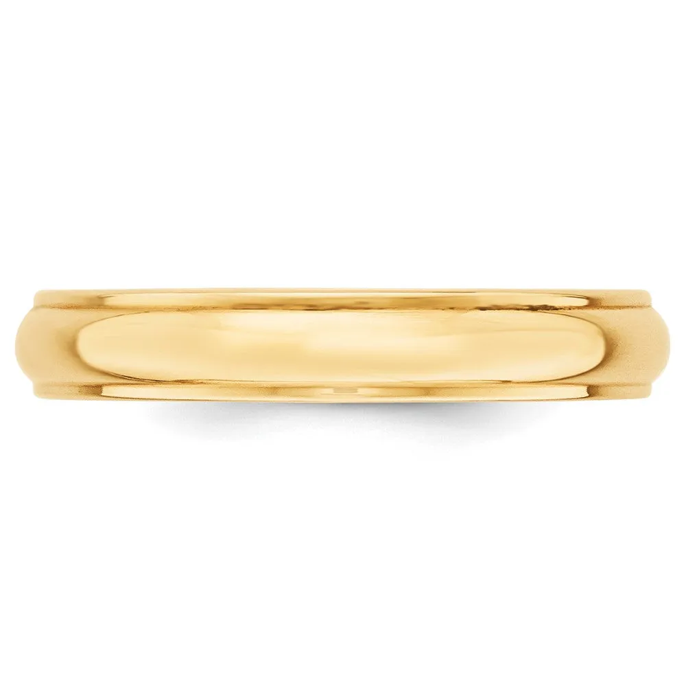 2.5mm to 6mm 10K Yellow Gold Half Round Ridged Edge Standard Fit Band