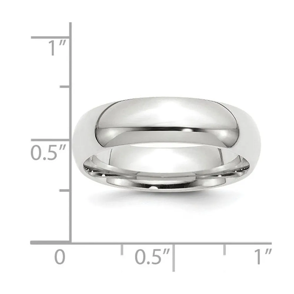 2mm to 6mm 10K White Gold Domed Comfort Fit Band