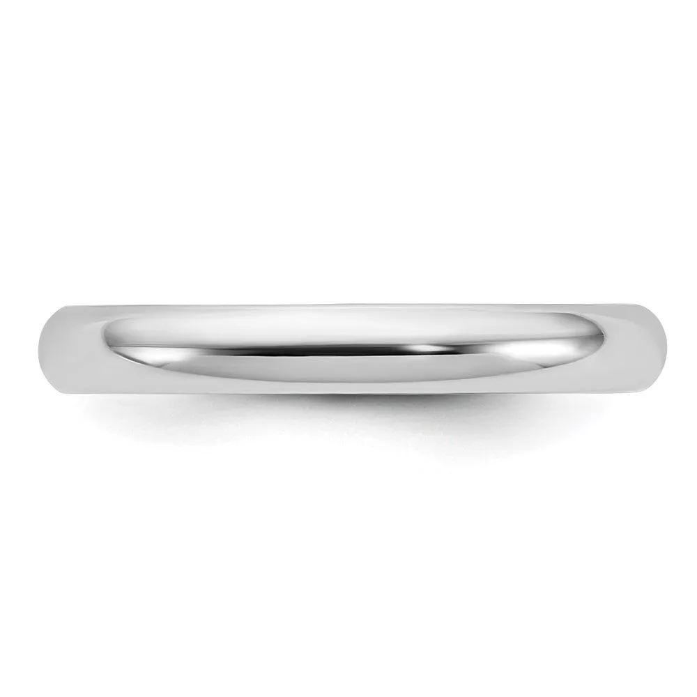 2mm to 6mm 10K White Gold Half Round Standard Fit Band