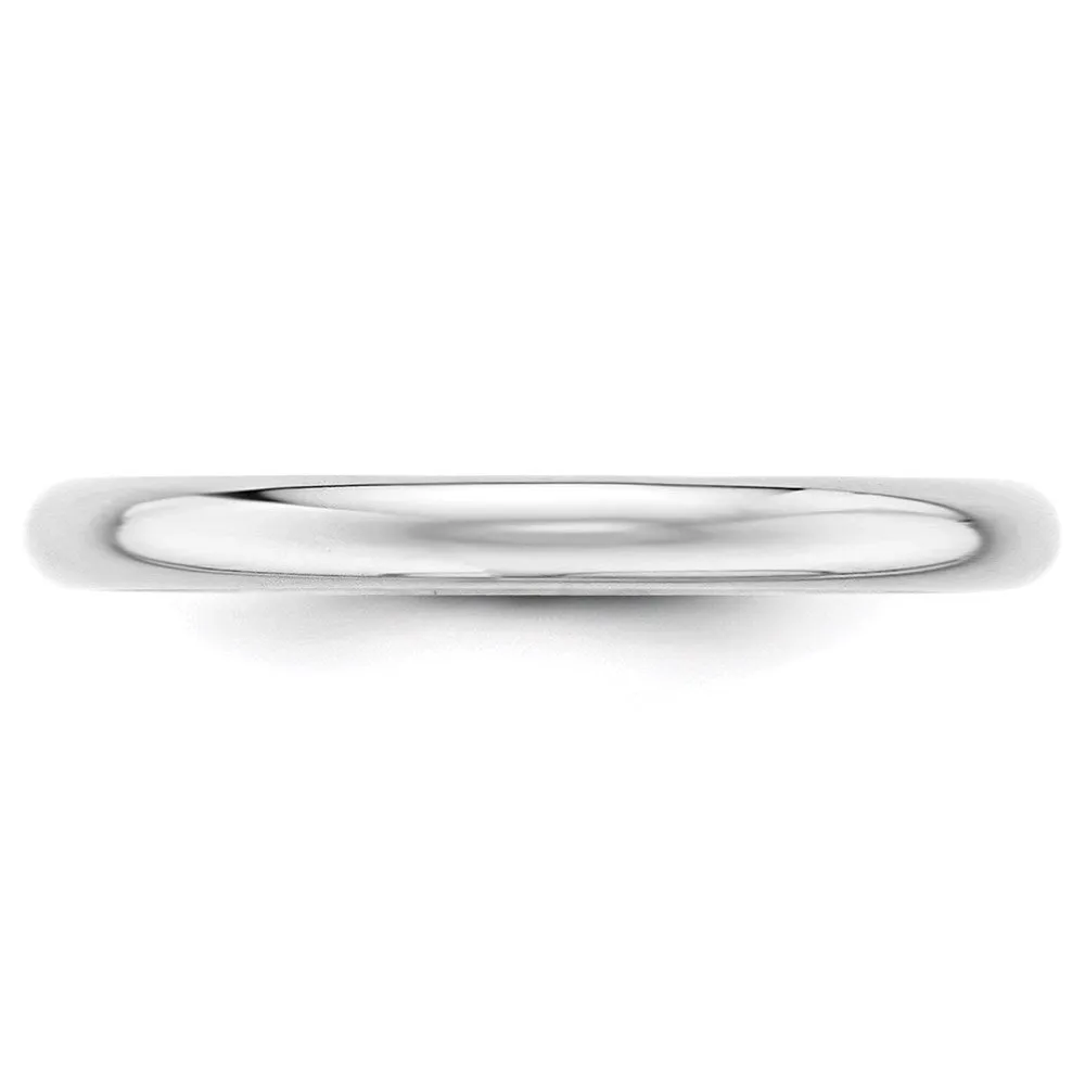 2mm to 6mm 10K White Gold Half Round Standard Fit Band