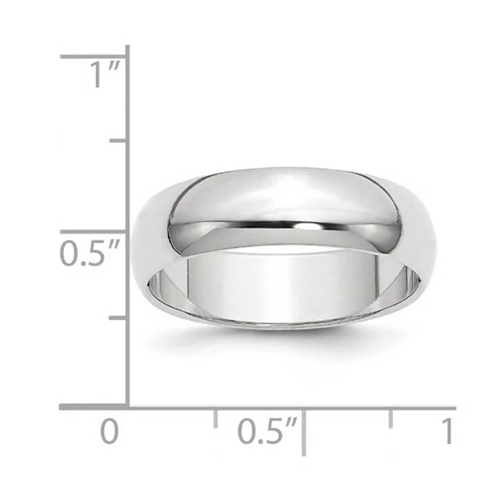 2mm to 6mm 10K White Gold Half Round Standard Fit Band