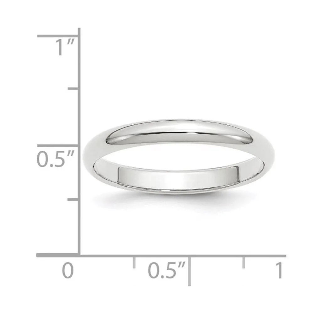 2mm to 6mm 10K White Gold Half Round Standard Fit Band