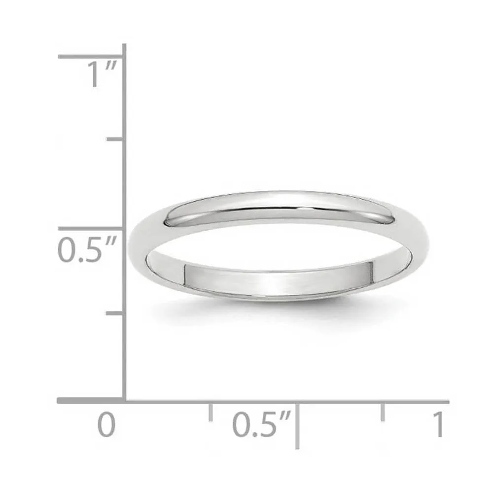 2mm to 6mm 10K White Gold Half Round Standard Fit Band