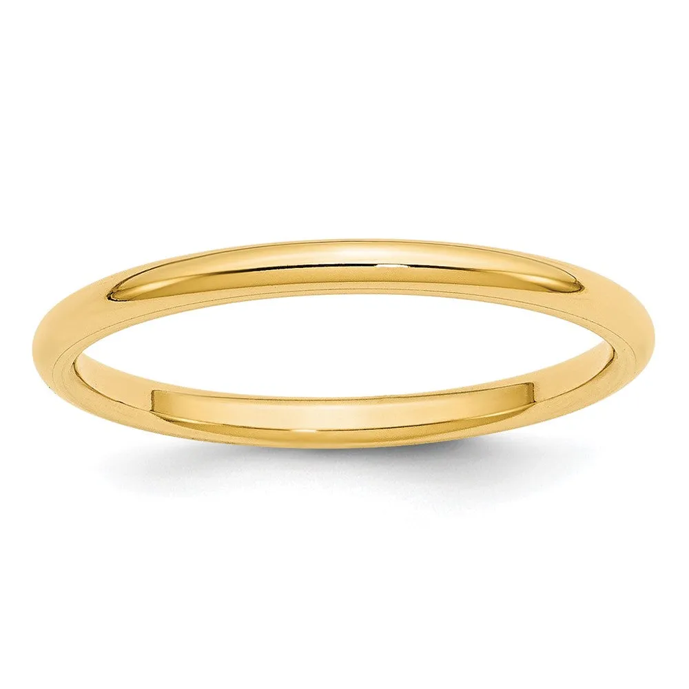 2mm to 6mm 10K Yellow Gold Domed Comfort Fit Band