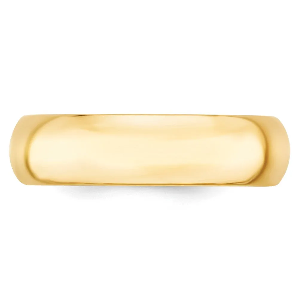 2mm to 6mm 10K Yellow Gold Domed Comfort Fit Band