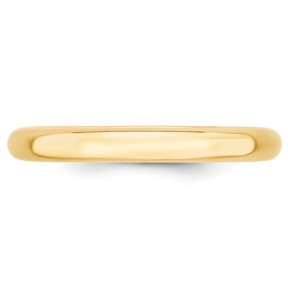 2mm to 6mm 10K Yellow Gold Domed Comfort Fit Band