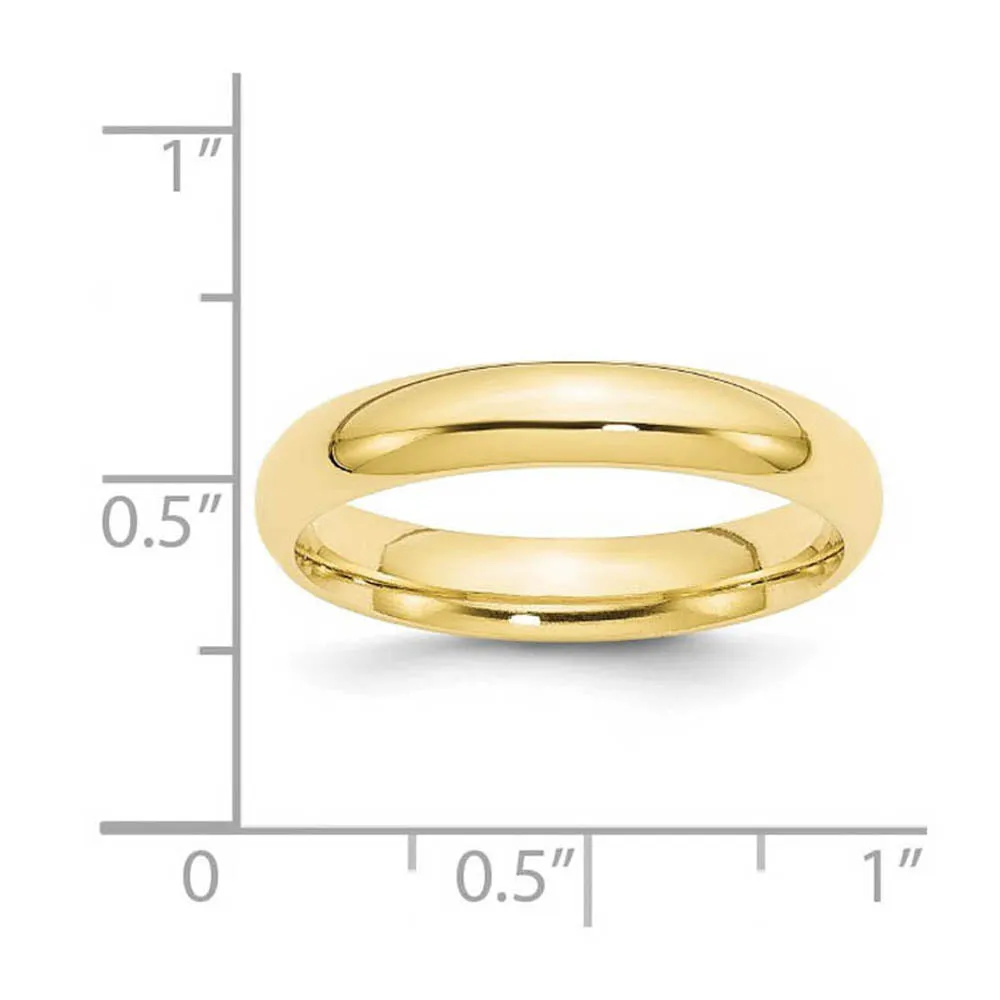 2mm to 6mm 10K Yellow Gold Domed Comfort Fit Band