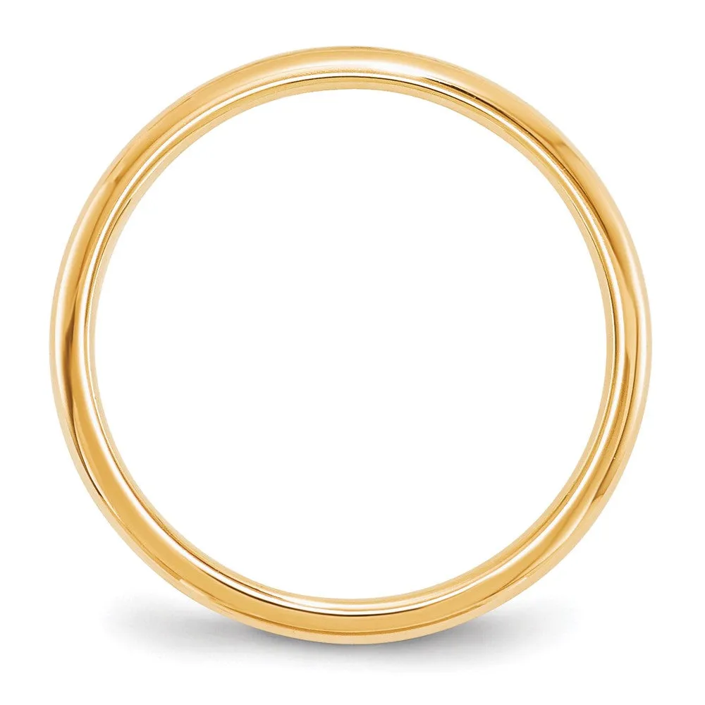 2mm to 6mm 10K Yellow Gold Domed Comfort Fit Band