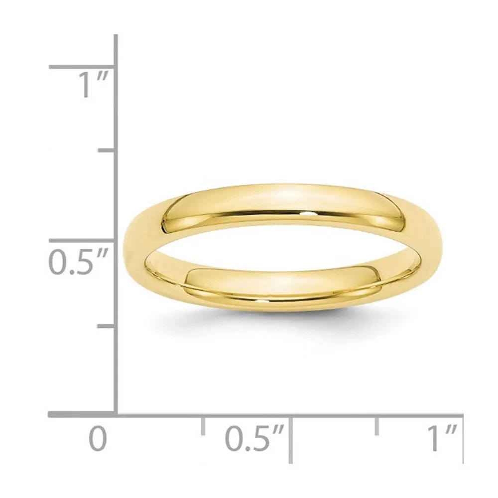 2mm to 6mm 10K Yellow Gold Domed Comfort Fit Band