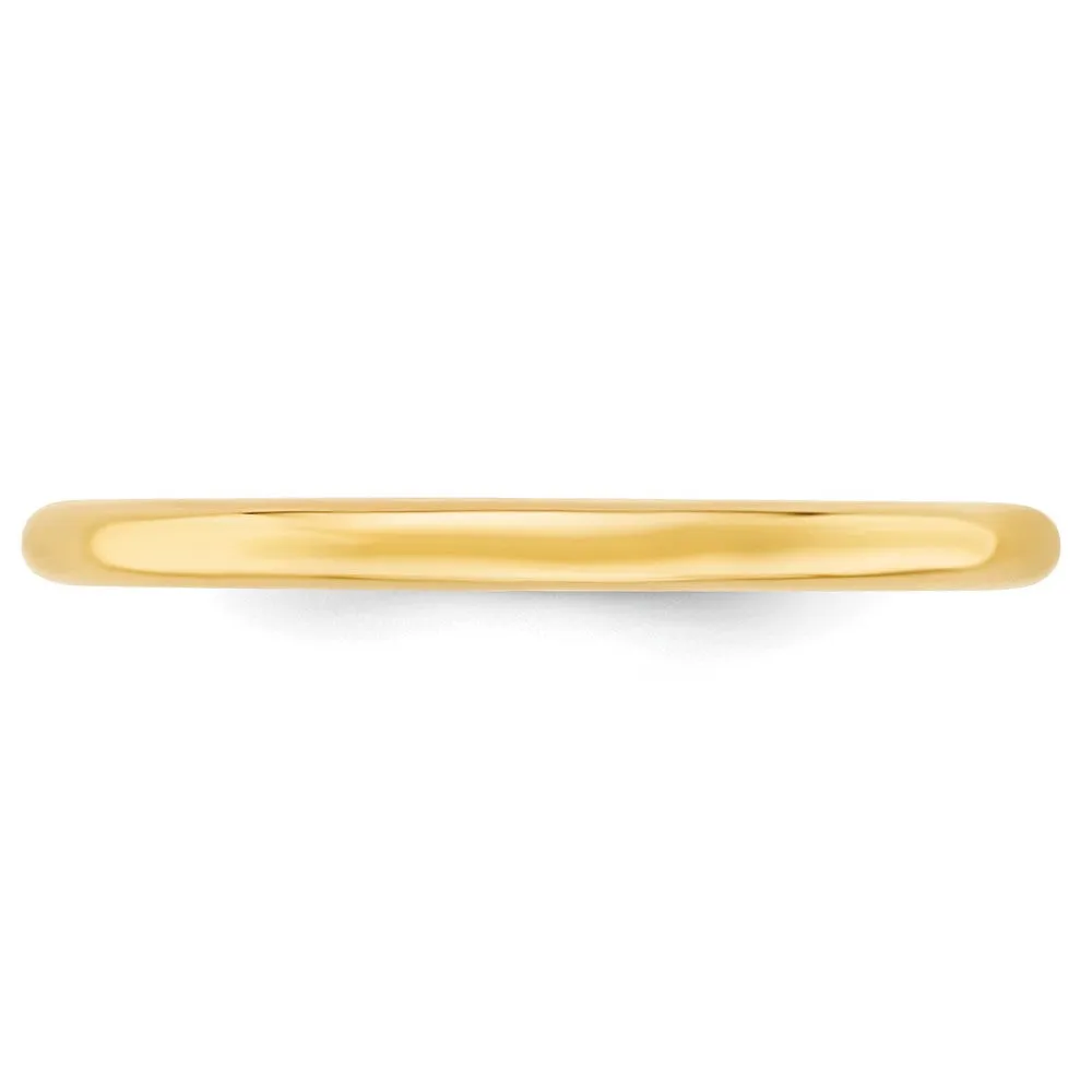 2mm to 6mm 10K Yellow Gold Domed Comfort Fit Band