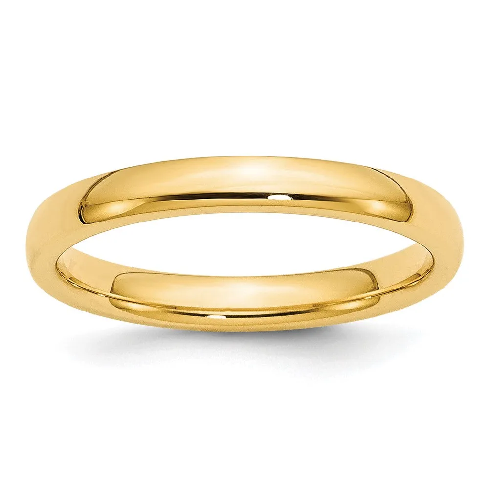 2mm to 6mm 10K Yellow Gold Domed Comfort Fit Band