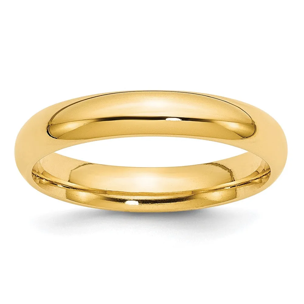 2mm to 6mm 10K Yellow Gold Domed Comfort Fit Band