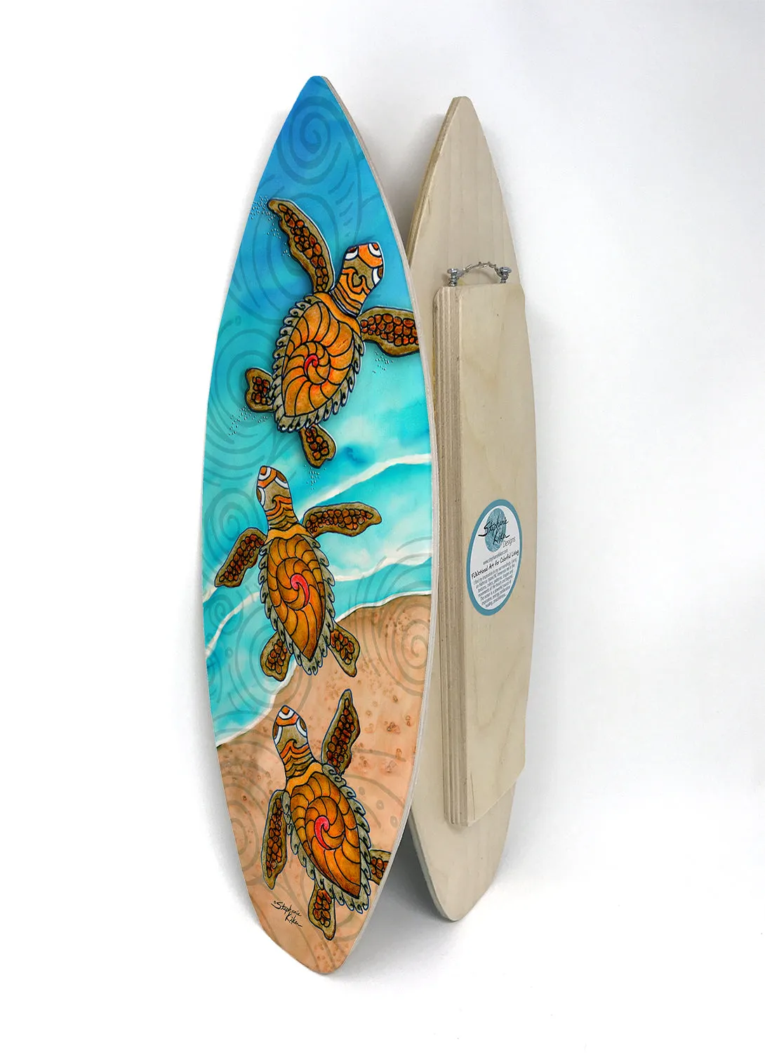 3 Baby Turtles Surfboard Wall Art