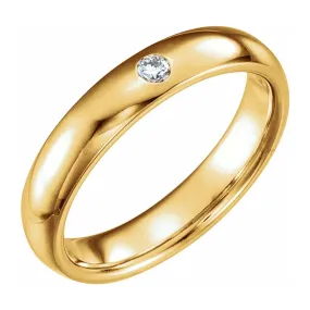 4mm 14k Yellow Gold .06 CT Diamond Half Round Comfort Fit Band