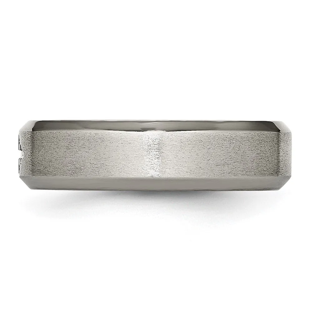 6mm Titanium Recessed Cross Beveled Edge Standard Fit Band