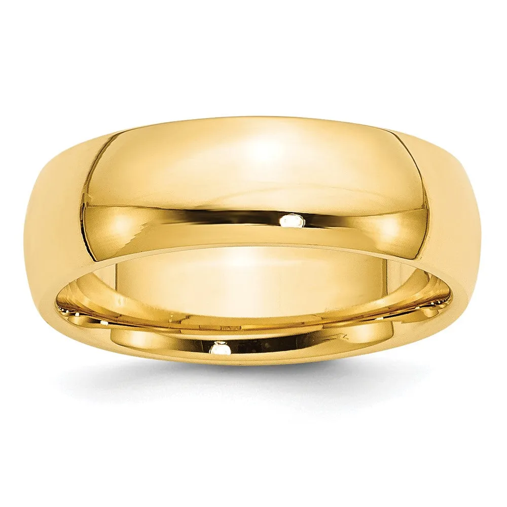 7mm or 8mm 10K Yellow Gold Domed Comfort Fit Band