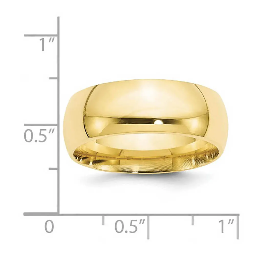 7mm or 8mm 10K Yellow Gold Domed Comfort Fit Band