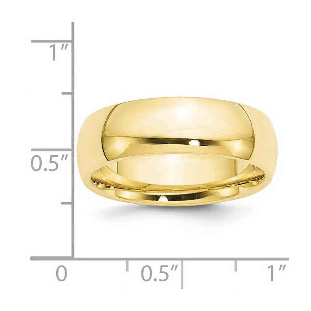 7mm or 8mm 10K Yellow Gold Domed Comfort Fit Band