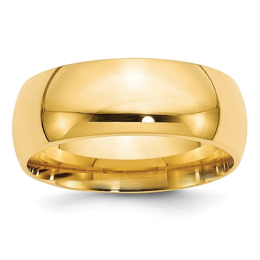 7mm or 8mm 10K Yellow Gold Domed Comfort Fit Band