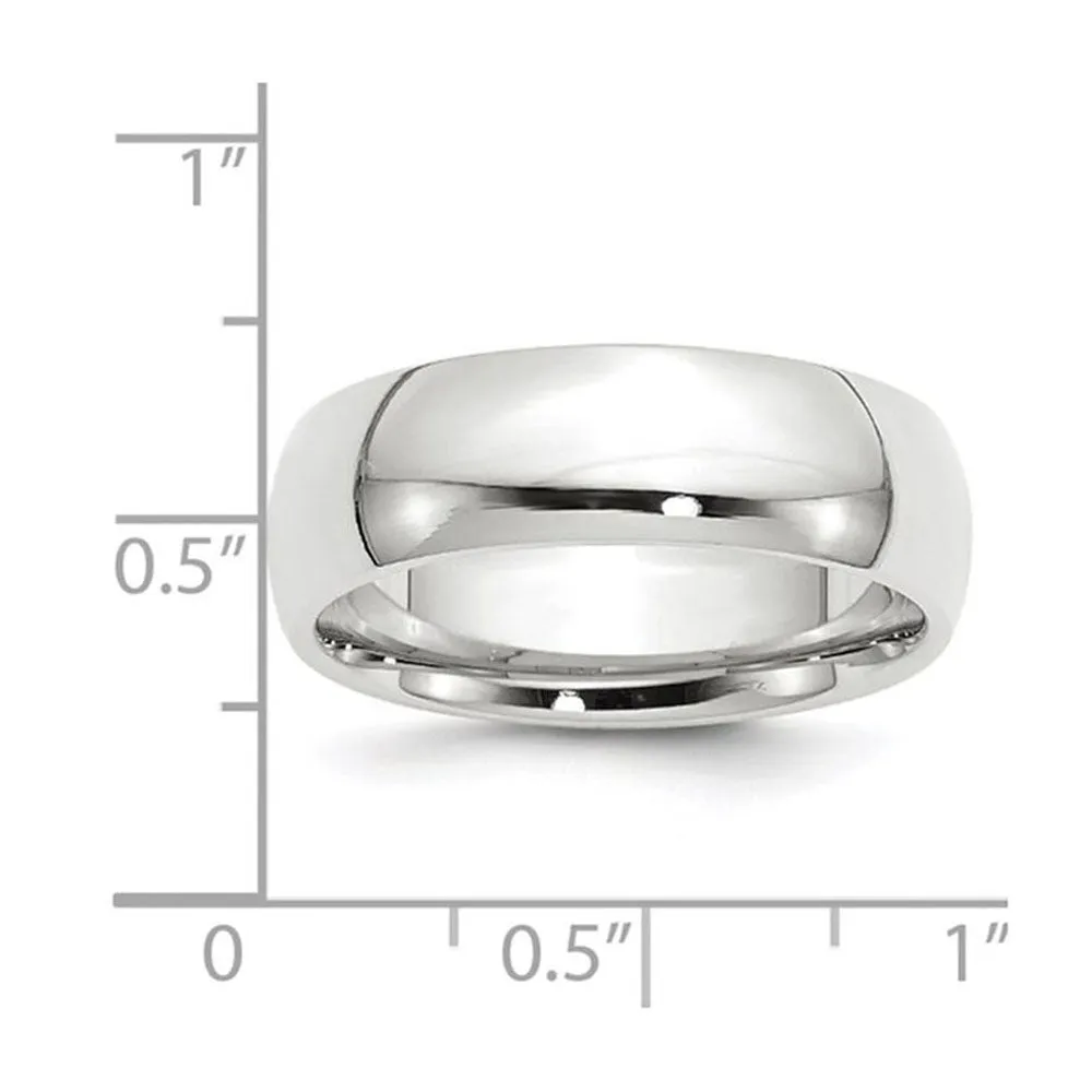 7mm or 8mm 14K White Gold Domed Comfort Fit Band