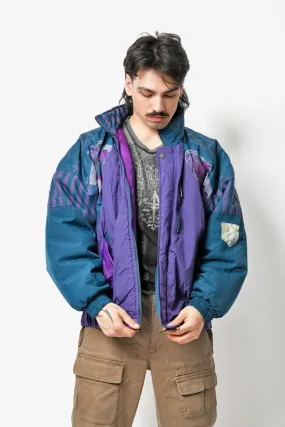 80s ski coat purple blue unisex