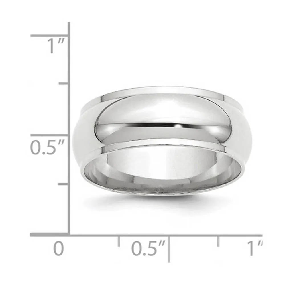 8mm 10K Yellow or White Gold Half Round Ridged Edge Standard Fit Band