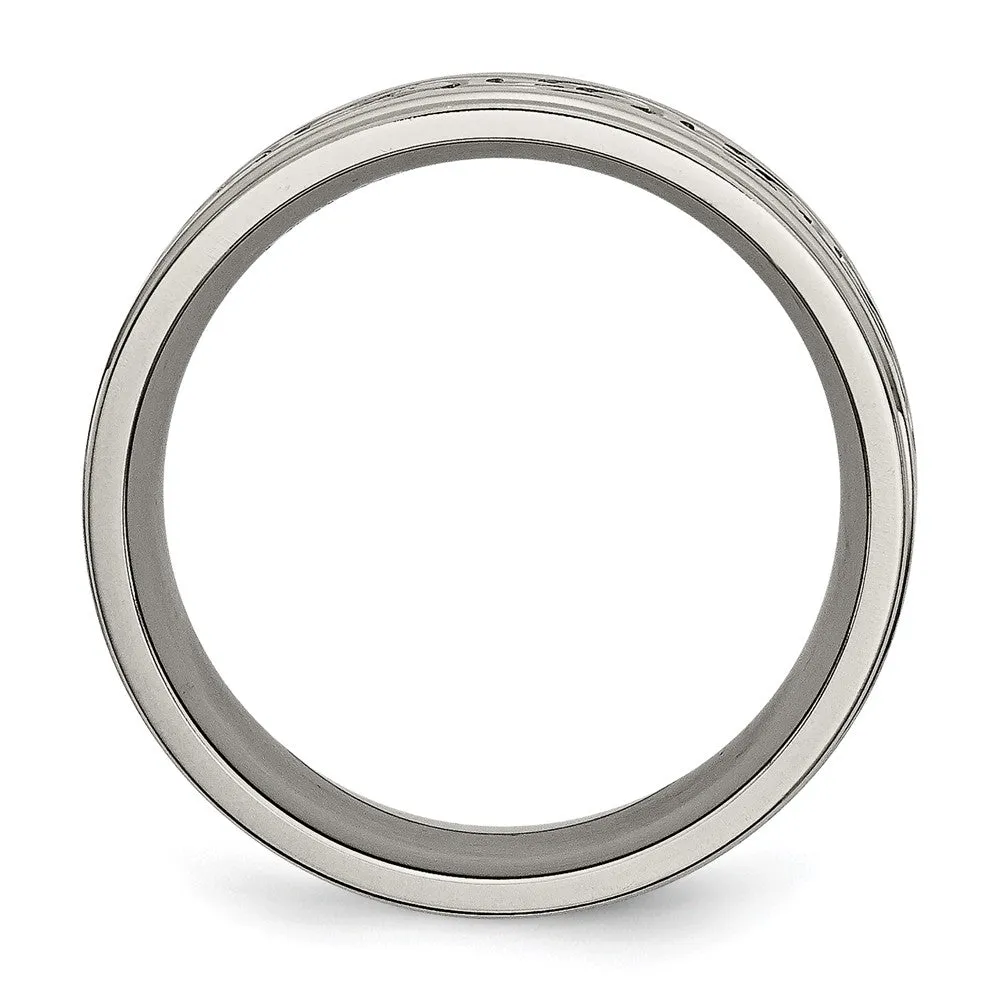 9mm Titanium Scroll Design Rounded Edge Standard Fit Band