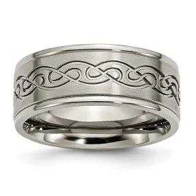 9mm Titanium Scroll Design Rounded Edge Standard Fit Band