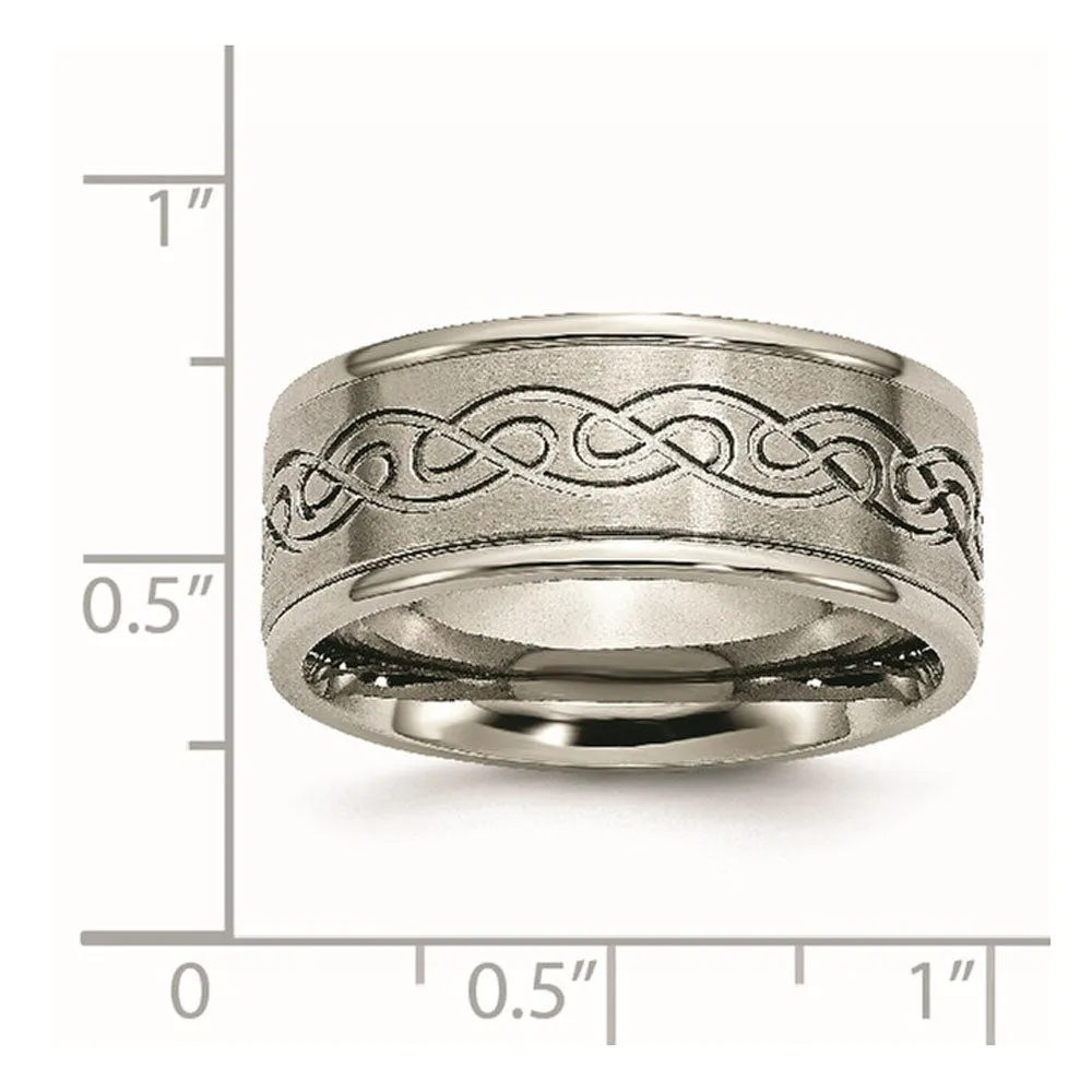 9mm Titanium Scroll Design Rounded Edge Standard Fit Band