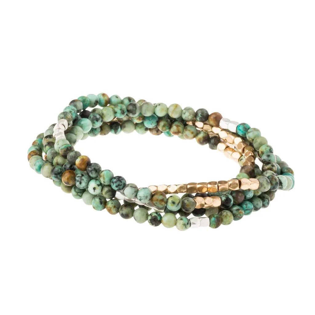 African Turquoise Stone Wrap Bracelet/Necklace