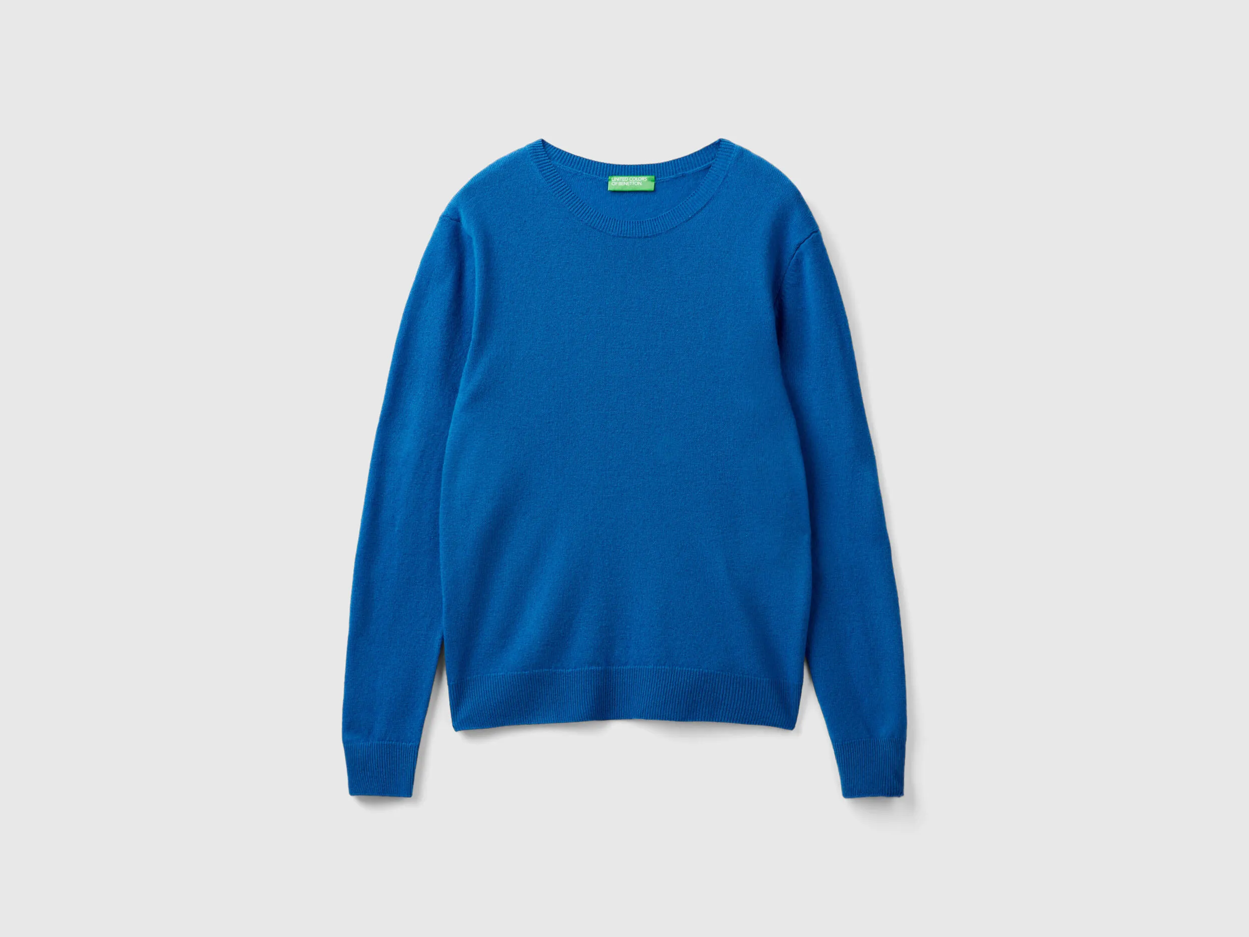 Air force blue crew neck sweater in pure Merino wool - Air Force Blue | Benetton