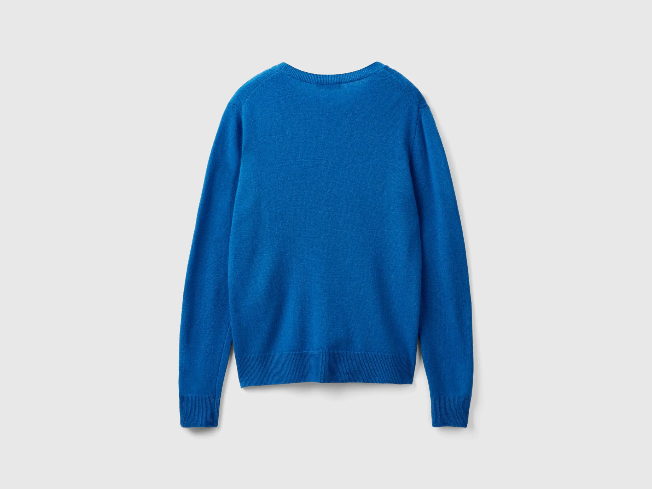 Air force blue crew neck sweater in pure Merino wool - Air Force Blue | Benetton