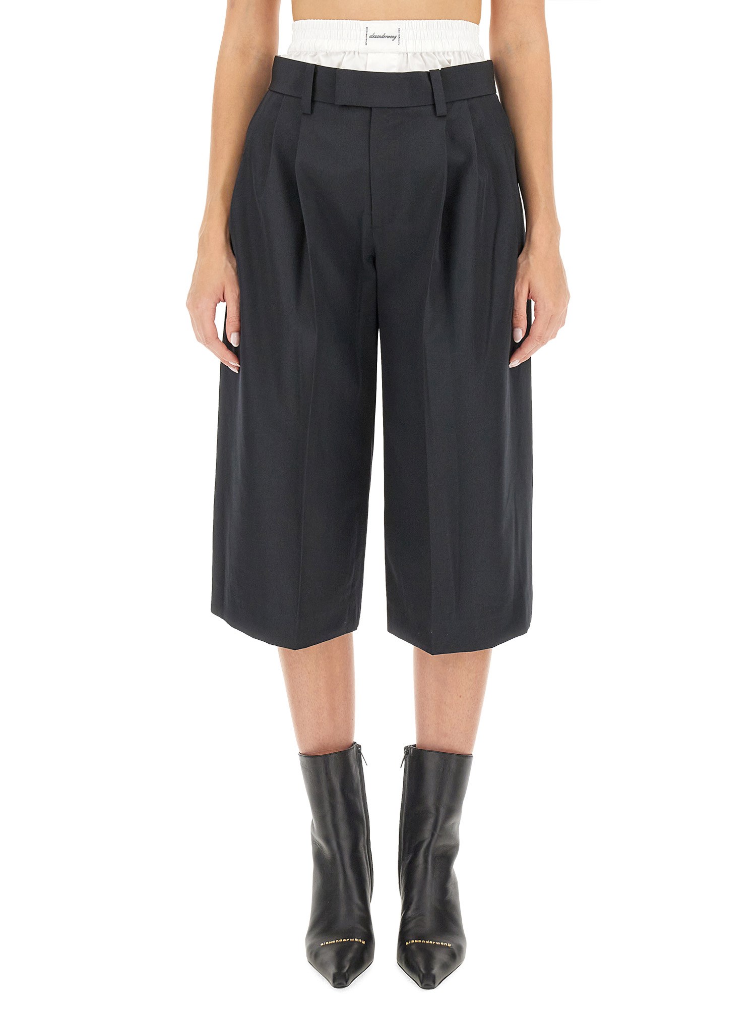 ALEXANDER WANG    TAILORED CULOTTES WITH HIGH-WAISTED BOXER SHORTS