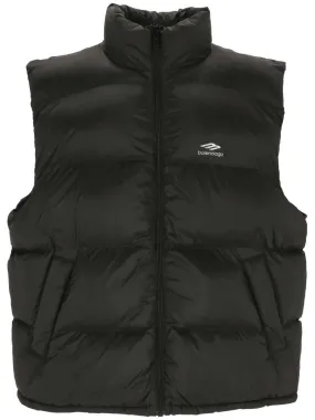 BALENCIAGA Reflective 3B Sport Icon Black Down Waistcoat for Men - SS24 Collection