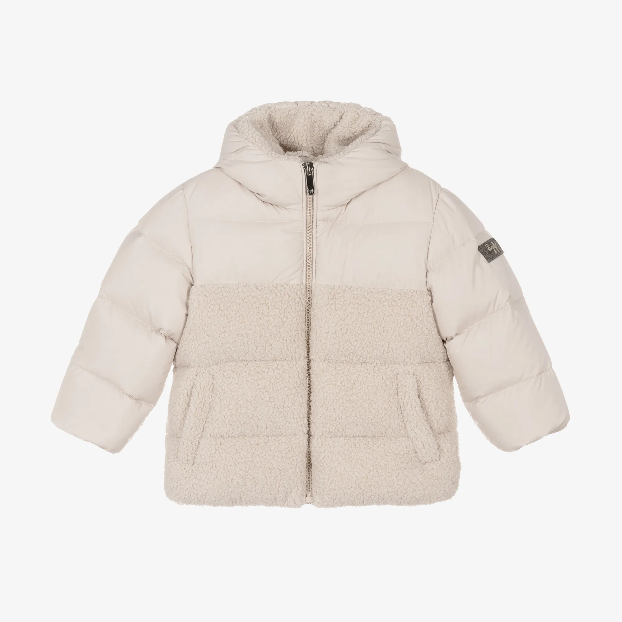 Beige Down Padded Puffer Coat