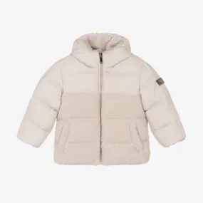 Beige Down Padded Puffer Coat