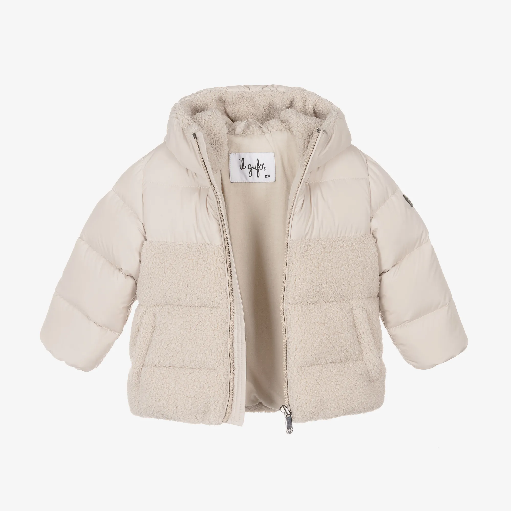 Beige Down Padded Puffer Coat