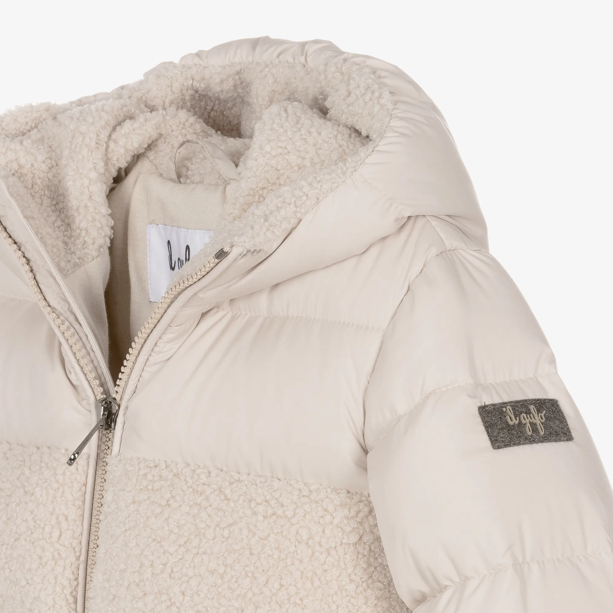 Beige Down Padded Puffer Coat