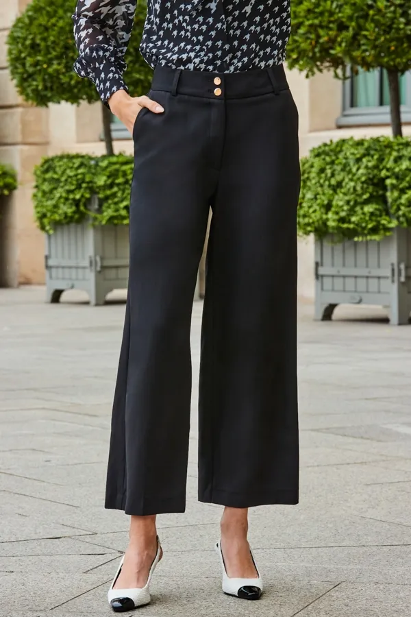 Black Button Detail Culottes