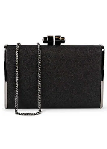 Black Glitter ’Devica’ Box Clutch by Paradox London | Look Again