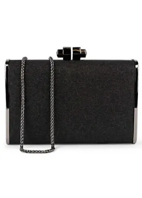 Black Glitter ’Devica’ Box Clutch by Paradox London | Look Again