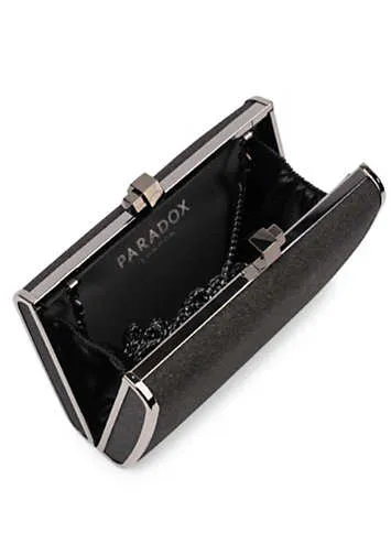 Black Glitter ’Devica’ Box Clutch by Paradox London | Look Again