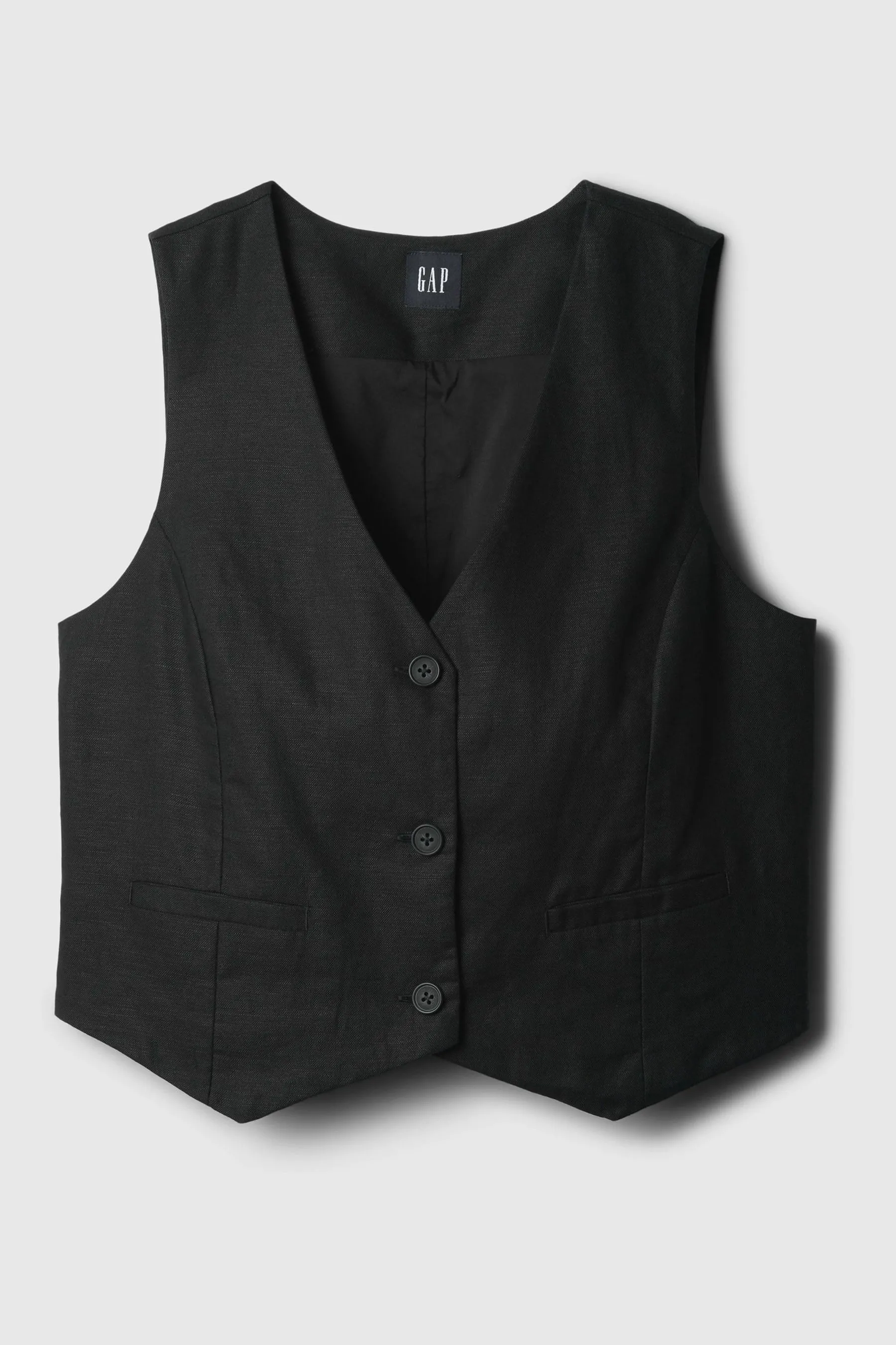 Black Linen Cotton Waistcoat