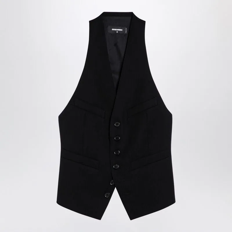 BLACK WOOL WAISTCOAT