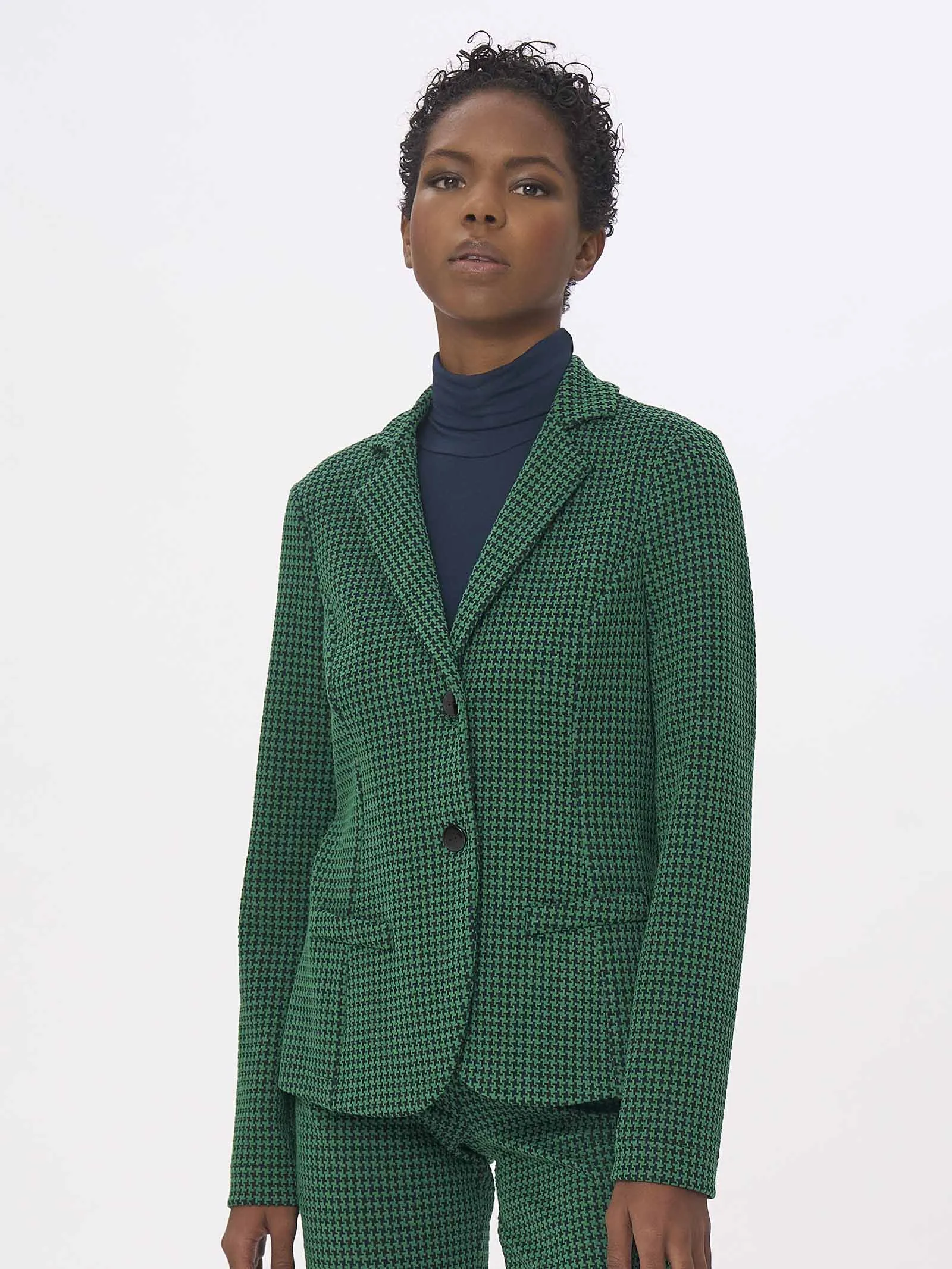 Blazer a 2 bottoni in Eco Jacquard - Fant. Juniper