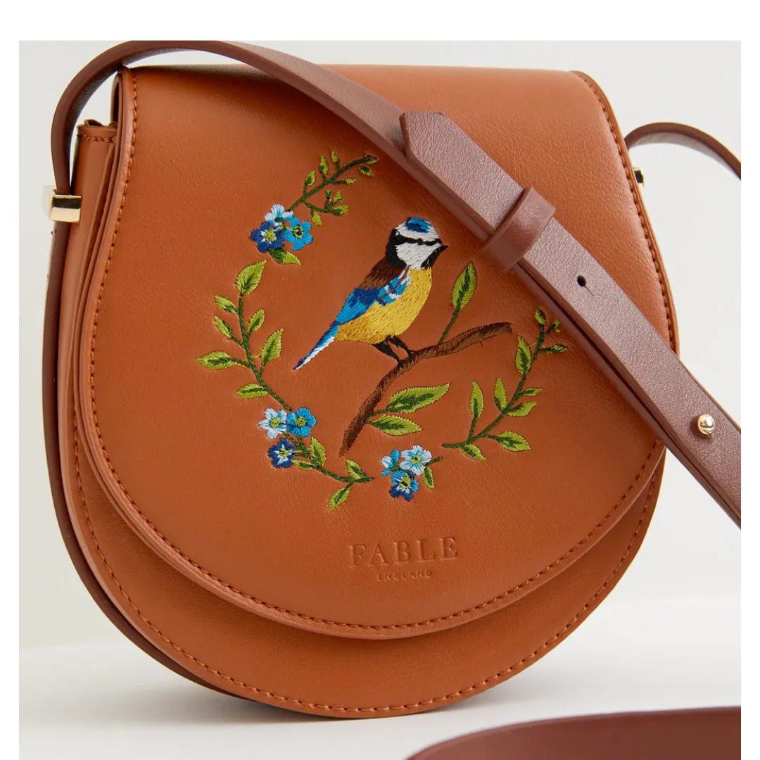 Blue Tit Emroidered Mini Saddle Bag