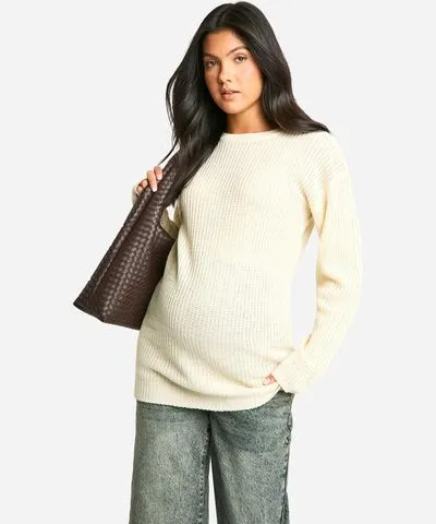 boohoo Womens Maternity Crew Neck Sweater